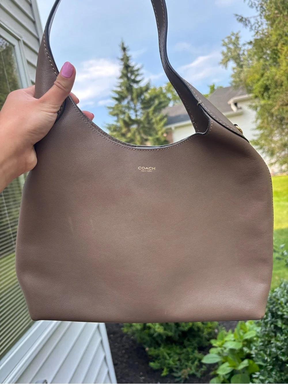 Coach Brooklyn Shoulder Bag 28 Natural Grain Leather Brown Taupe